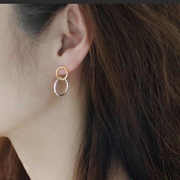 New 925 Double Circle Earrings - Picture 7 of 9